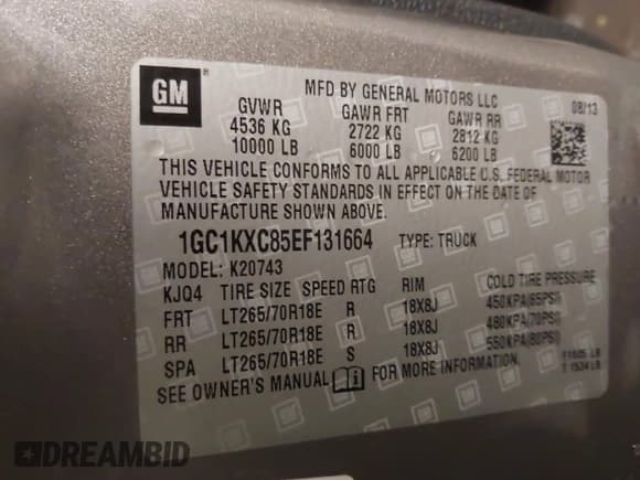 ✅ 2014 Chevrolet Silverado 2500HD LT • VIN: 1GC1KXC85EF131664 • Lot: 40820826. Listed on IAAI with 113,817 mi. Free auction sales archive from the USA and detailed vehicle history report at DreamBid. Image 9.