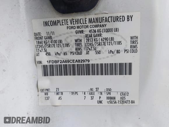 ✅ 2012 Ford F-250 XL • VIN: 1FDBF2A69CEA82979 • Lot: 42932809. Listed on IAAI with Not provided. Free auction sales archive from the USA and detailed vehicle history report at DreamBid. Image 9.