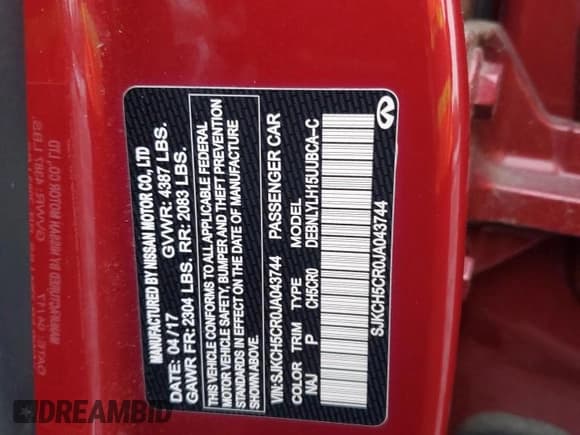 ✅ 2018 Infiniti QX30 Premium • VIN: SJKCH5CR0JA043744 • Lot: 93062835. Listed on Copart with 115,563 mi. Free auction sales archive from the USA and detailed vehicle history report at DreamBid. Image 13.