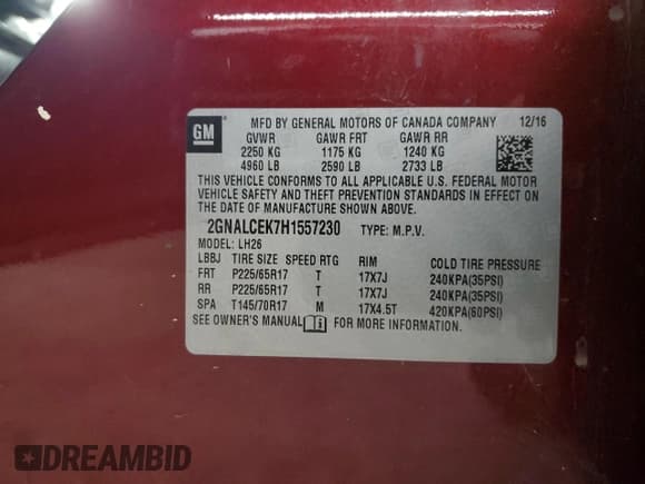 ✅ 2017 Chevrolet Equinox LT • VIN: 2GNALCEK7H1557230 • Лот: 91031295. Опубликован ранее на Copart с пробегом Не указан. Бесплатный доступ к архиву аукционных продаж из США и подробный отчёт об истории автомобиля на DreamBid. Изображение 14.