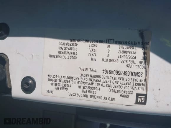 ✅ 2005 Chevrolet Equinox LT • VIN: 2CNDL63F856046164 • Лот: 41586328. Опубликован ранее на IAAI с пробегом 90 305 миль. Бесплатный доступ к архиву аукционных продаж из США и подробный отчёт об истории автомобиля на DreamBid. Изображение 9.