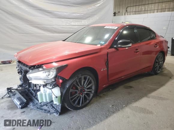 ✅ 2018 Infiniti Q50 Red Sport 400 • VIN: JN1FV7AR8JM480786 • Lot: 81127615. Listed on Copart with 83,560 mi. Free auction sales archive from the USA and detailed vehicle history report at DreamBid. Image 1.