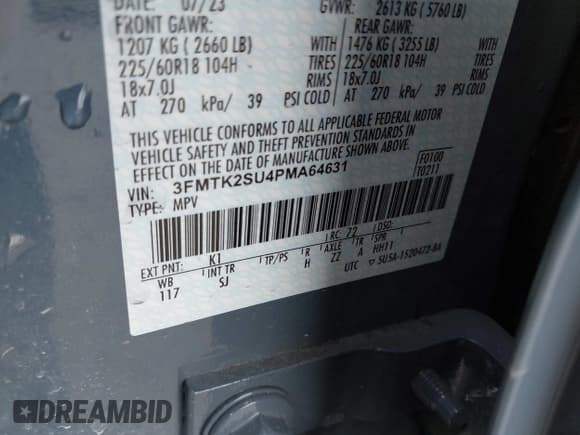 ✅ 2023 Ford Mustang Mach-E California Route 1 • VIN: 3FMTK2SU4PMA64631 • Lot: 43507474. Listed on IAAI with 15,866 mi. Free auction sales archive from the USA and detailed vehicle history report at DreamBid. Image 9.