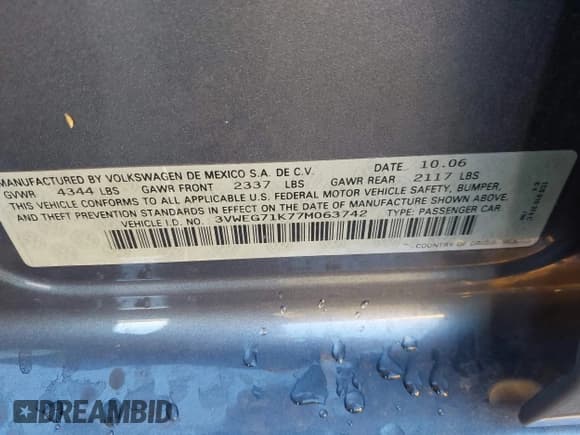✅ 2007 Volkswagen Jetta Wolfsburg Edition • VIN: 3VWEG71K77M063742 • Lot: 43442974. Wystawiony na IAAI z przebiegiem 151 255 mil. Bezpłatny archiwum sprzedaży aukcyjnych z USA i szczegółowy raport historii pojazdu na DreamBid. Zdjęcie 9.
