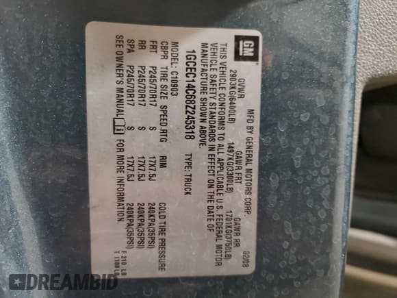 ✅ 2008 Chevrolet Silverado 1500 Work Truck • VIN: 1GCEC14C68Z245318 • Lot: 82659095. Listed on Copart with 113,321 mi. Free auction sales archive from the USA and detailed vehicle history report at DreamBid. Image 12.