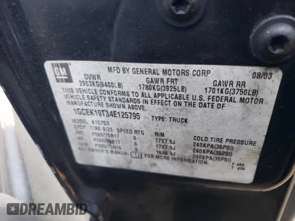✅ 2004 Chevrolet Silverado 1500 Z71 • VIN: 1GCEK19T34E125795 • Лот: 77761314. Опубликован ранее на Copart с пробегом 268 714 миль. Бесплатный доступ к архиву аукционных продаж из США и подробный отчёт об истории автомобиля на DreamBid. Изображение 12.