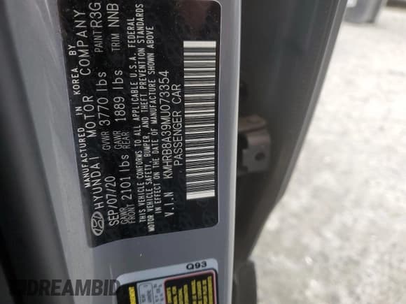 ✅ 2021 Hyundai Venue SE • VIN: KMHRB8A39MU073354 • Lot: 53810784. Listed on Copart with 86,679 mi. Free auction sales archive from the USA and detailed vehicle history report at DreamBid. Image 14.