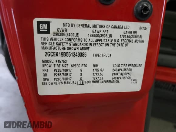 ✅ 2005 Chevrolet Silverado 1500 Z71 • VIN: 2GCEK19B551349385 • Lot: 87460895. Listed on Copart with 207,922 mi. Free auction sales archive from the USA and detailed vehicle history report at DreamBid. Image 13.