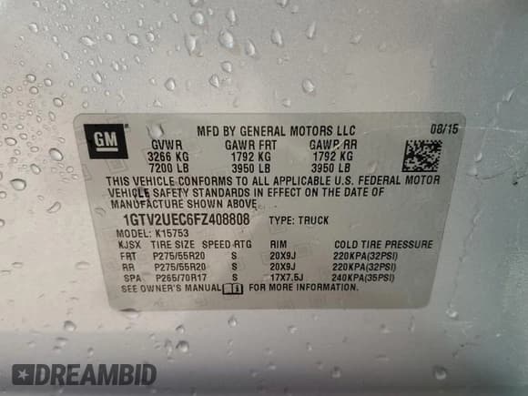 ✅ 2015 GMC Sierra 1500 SLE • VIN: 1GTV2UEC6FZ408808 • Лот: 86176075. Опубликован ранее на Copart с пробегом 146 808 миль. Бесплатный доступ к архиву аукционных продаж из США и подробный отчёт об истории автомобиля на DreamBid. Изображение 12.