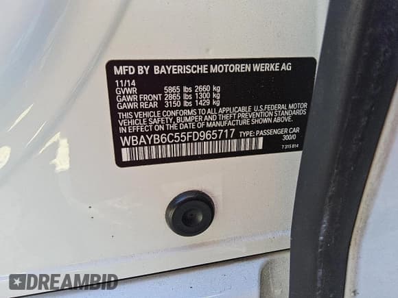 ✅ 2015 BMW 7 Series 750i xDrive • VIN: WBAYB6C55FD965717 • Lot: 90302885. Listed on Copart with 159,820 mi. Free auction sales archive from the USA and detailed vehicle history report at DreamBid. Image 12.