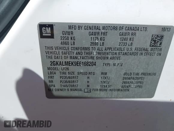 ✅ 2014 GMC Terrain SLE • VIN: 2GKALMEK9E6168204 • Лот: 43397263. Опубликован ранее на IAAI с пробегом 160 787 миль. Бесплатный доступ к архиву аукционных продаж из США и подробный отчёт об истории автомобиля на DreamBid. Изображение 9.