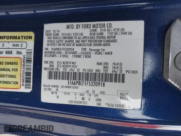 ✅ 2015 Ford Mustang GT Premium • VIN: 1FA6P8CF1F5320918 • Лот: 42167025. Опубликован ранее на IAAI с пробегом 123 039 миль. Бесплатный доступ к архиву аукционных продаж из США и подробный отчёт об истории автомобиля на DreamBid. Изображение 9.