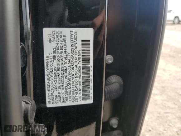 ✅ 2021 Honda Passport EX-L • VIN: 5FNYF8H57MB035500 • Lot: 70460035. Listed on Copart with 56,048 mi. Free auction sales archive from the USA and detailed vehicle history report at DreamBid. Image 13.