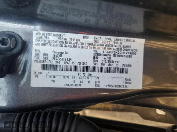 ✅ 2017 Ford Focus SE • VIN: 1FADP3K20HL279009 • Lot: 81063045. Listed on Copart with 115,853 mi. Free auction sales archive from the USA and detailed vehicle history report at DreamBid. Image 13.