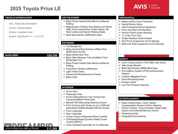 2025 Toyota Prius LE with VIN JTDACAAU3S3056891, listed as a Copart auction lot 86232595 with 9,042 mi miles and Non repairable. Bid and sale history available at DreamBid. Image 12.