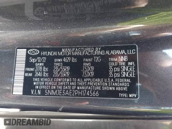 2023 Hyundai Tucson Limited z VIN 5NMJE3AE2PH174566, wystawiony jako IAAI lot #42563755 z przebiegiem Nie podano mil oraz . Historia ofert i sprzedaży dostępna na DreamBid. Obrazek 9.