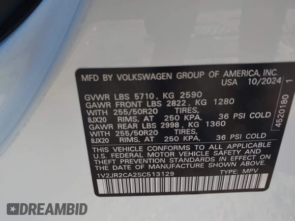 ✅ 2025 Volkswagen Atlas SE • VIN: 1V2JR2CA2SC513129 • Lot: 43617423. Listed on IAAI with 12,914 mi. Free auction sales archive from the USA and detailed vehicle history report at DreamBid. Image 9.