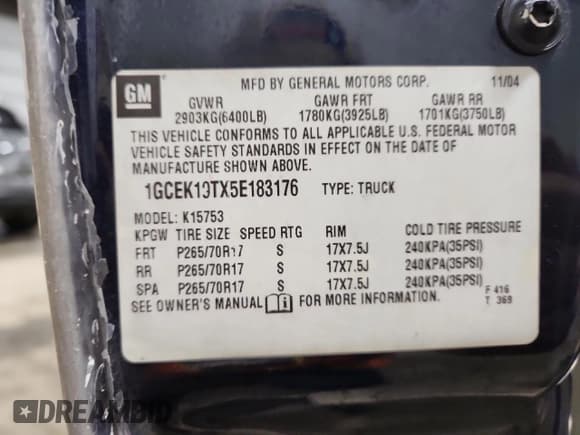 ✅ 2005 Chevrolet Silverado 1500 LS • VIN: 1GCEK19TX5E183176 • Лот: 82465385. Опубликован ранее на Copart с пробегом 146 898 миль. Бесплатный доступ к архиву аукционных продаж из США и подробный отчёт об истории автомобиля на DreamBid. Изображение 12.