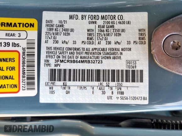 ✅ 2021 Ford Bronco Sport Big Bend • VIN: 3FMCR9B64MRB32723 • Lot: 62027295. Listed on Copart with 81,604 mi. Free auction sales archive from the USA and detailed vehicle history report at DreamBid. Image 14.