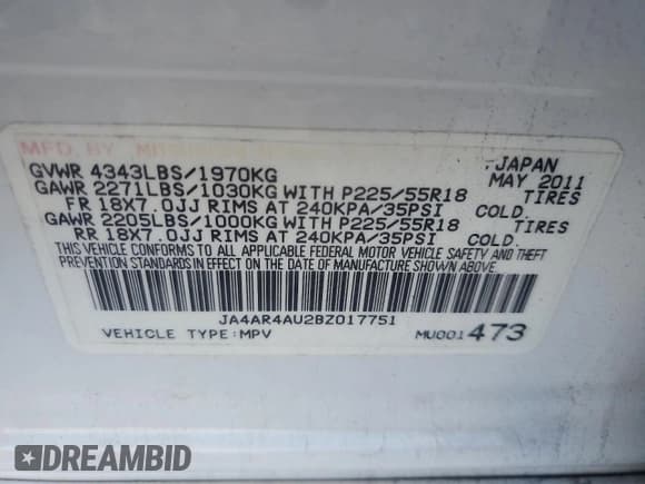 ✅ 2011 Mitsubishi Outlander SE • VIN: JA4AR4AU2BZ017751 • Лот: 86818535. Опубликован ранее на Copart с пробегом 203 322 миль. Бесплатный доступ к архиву аукционных продаж из США и подробный отчёт об истории автомобиля на DreamBid. Изображение 13.