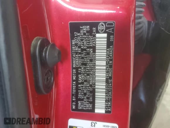 ✅ 2012 Toyota Corolla S • VIN: 2T1BU4EE6CC792092 • Lot: 93291025. Listed on Copart with 177,894 mi. Free auction sales archive from the USA and detailed vehicle history report at DreamBid. Image 12.