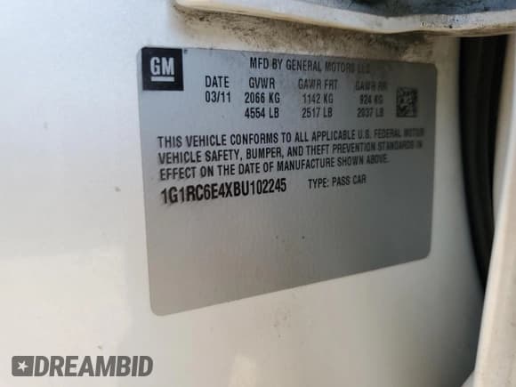 ✅ 2011 Chevrolet Volt • VIN: 1G1RC6E4XBU102245 • Lot: 70693464. Wystawiony na Copart z przebiegiem 180 859 mil. Bezpłatny archiwum sprzedaży aukcyjnych z USA i szczegółowy raport historii pojazdu na DreamBid. Zdjęcie 12.