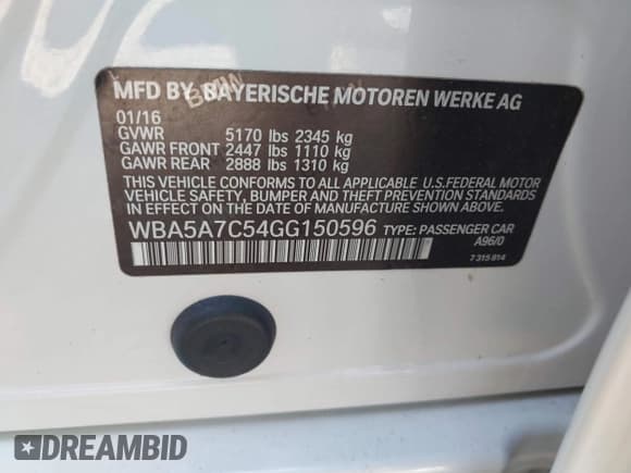 ✅ 2016 BMW 5 Series 528i xDrive • VIN: WBA5A7C54GG150596 • Лот: 43275938. Опубликован ранее на IAAI с пробегом 62 656 миль. Бесплатный доступ к архиву аукционных продаж из США и подробный отчёт об истории автомобиля на DreamBid. Изображение 9.