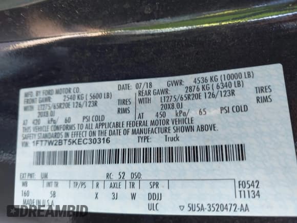 ✅ 2019 Ford F-250 XL • VIN: 1FT7W2BT5KEC30316 • Lot: 43453785. Wystawiony na IAAI z przebiegiem 225 237 mil. Bezpłatny archiwum sprzedaży aukcyjnych z USA i szczegółowy raport historii pojazdu na DreamBid. Zdjęcie 9.