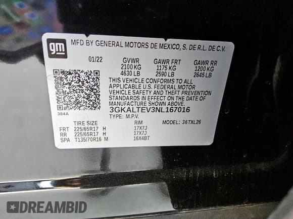 ✅ 2022 GMC Terrain SLE • VIN: 3GKALTEV3NL167016 • Lot: 92639665. Listed on Copart with 155,042 mi. Free auction sales archive from the USA and detailed vehicle history report at DreamBid. Image 14.