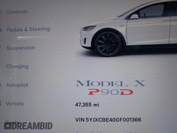 ✅ 2016 Tesla Model X P90D • VIN: 5YJXCBE40GF001366 • Lot: 42709945. Listed on IAAI with 47,355 mi. Free auction sales archive from the USA and detailed vehicle history report at DreamBid. Image 7.
