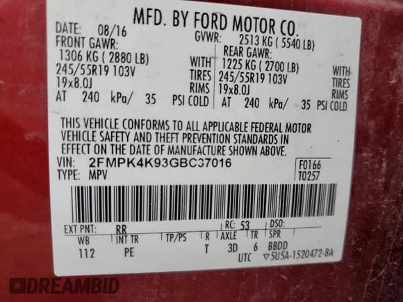 ✅ 2016 Ford Edge Titanium • VIN: 2FMPK4K93GBC37016 • Лот: 90137475. Опубликован ранее на Copart с пробегом 121 034 миль. Бесплатный доступ к архиву аукционных продаж из США и подробный отчёт об истории автомобиля на DreamBid. Изображение 13.