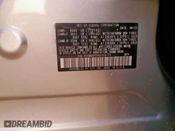 ✅ 2022 Subaru Ascent Limited • VIN: 4S4WMAPD9N3448770 • Лот: 90813225. Опубликован ранее на Copart с пробегом 31 094 миль. Бесплатный доступ к архиву аукционных продаж из США и подробный отчёт об истории автомобиля на DreamBid. Изображение 14.