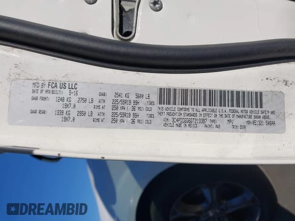 ✅ 2016 Dodge Journey Crossroad Plus • VIN: 3C4PDDGG6GT213397 • Лот: 43478716. Опубликован ранее на IAAI с пробегом 168 509 миль. Бесплатный доступ к архиву аукционных продаж из США и подробный отчёт об истории автомобиля на DreamBid. Изображение 9.