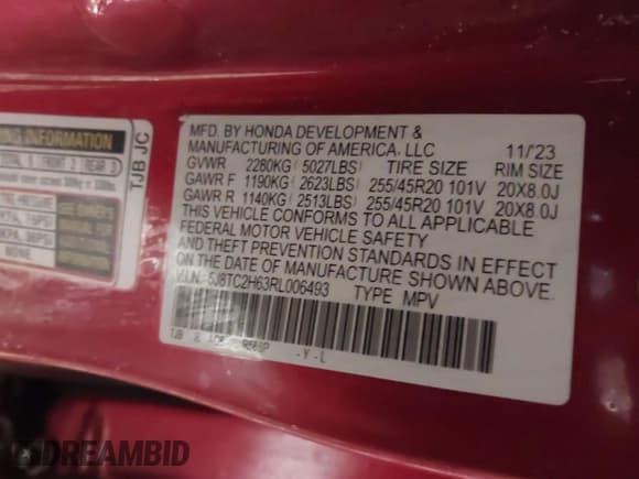 ✅ 2024 Acura RDX w/A-Spec Package • VIN: 5J8TC2H63RL006493 • Lot: 43867886. Listed on IAAI with Not provided. Free auction sales archive from the USA and detailed vehicle history report at DreamBid. Image 9.