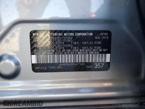 2019 Mitsubishi Outlander ES с VIN JA4AP3AUXKU011824, выставлен на аукционе Copart как лот 89462935 с пробегом 163 075 миль миль и Чистый • Clean title. История ставок и продаж доступна на DreamBid. Изображение 12.