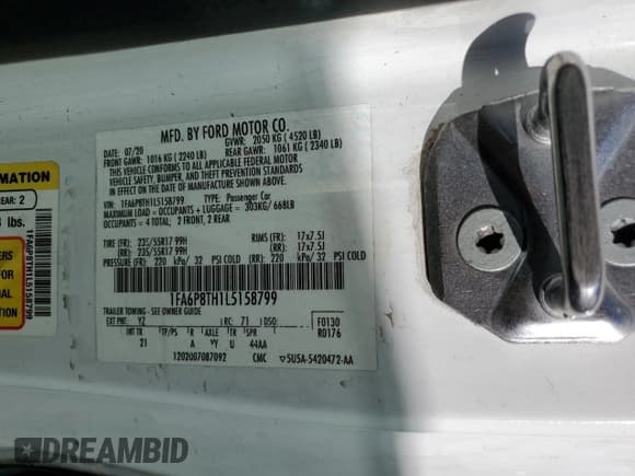 ✅ 2020 Ford Mustang EcoBoost • VIN: 1FA6P8TH1L5158799 • Lot: 84801275. Listed on Copart with 102,523 mi. Free auction sales archive from the USA and detailed vehicle history report at DreamBid. Image 13.