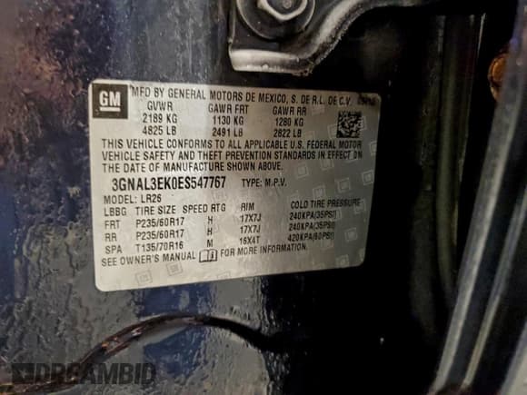 ✅ 2014 Chevrolet Captiva Sport LT • VIN: 3GNAL3EK0ES547767 • Lot: 96245765. Wystawiony na Copart z przebiegiem 95 724 mil. Bezpłatny archiwum sprzedaży aukcyjnych z USA i szczegółowy raport historii pojazdu na DreamBid. Zdjęcie 13.