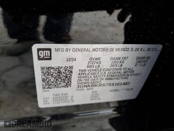 ✅ 2025 Chevrolet Blazer RS • VIN: 3GNKBKRS7SS161483 • Lot: 53404285. Listed on Copart with 6 mi. Free auction sales archive from the USA and detailed vehicle history report at DreamBid. Image 13.