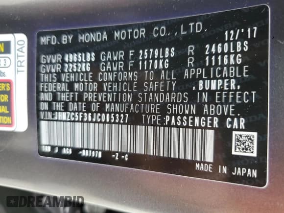 ✅ 2018 Honda Clarity Touring • VIN: JHMZC5F36JC005327 • Lot: 65470065. Wystawiony na Copart z przebiegiem 19 590 mil. Bezpłatny archiwum sprzedaży aukcyjnych z USA i szczegółowy raport historii pojazdu na DreamBid. Zdjęcie 12.