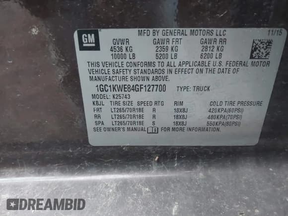 ✅ 2016 Chevrolet Silverado 2500HD LTZ • VIN: 1GC1KWE84GF127700 • Lot: 41120551. Listed on IAAI with 153,077 mi. Free auction sales archive from the USA and detailed vehicle history report at DreamBid. Image 9.