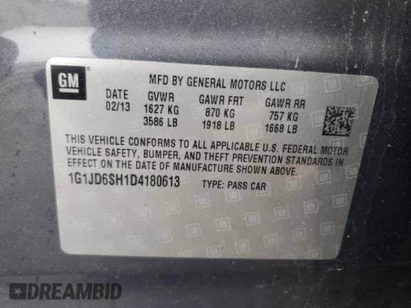 2013 Chevrolet Sonic LT с VIN 1G1JD6SH1D4180613, выставлен на аукционе Copart как лот 58406225 с пробегом 178 814 миль миль и Чистый • Clean title. История ставок и продаж доступна на DreamBid. Изображение 12.