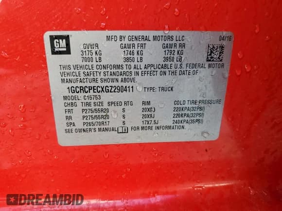 ✅ 2016 Chevrolet Silverado 1500 Custom • VIN: 1GCRCPECXGZ290411 • Лот: 71457915. Опубликован ранее на Copart с пробегом 143 654 миль. Бесплатный доступ к архиву аукционных продаж из США и подробный отчёт об истории автомобиля на DreamBid. Изображение 12.
