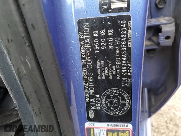 ✅ 2015 Kia Rio LX • VIN: KNADM4A33F6432140 • Lot: 85322235. Listed on Copart with 67,573 mi. Free auction sales archive from the USA and detailed vehicle history report at DreamBid. Image 13.