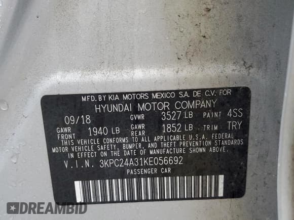 ✅ 2019 Hyundai Accent SE • VIN: 3KPC24A31KE056692 • Лот: 70831004. Опубликован ранее на Copart с пробегом 40 576 миль. Бесплатный доступ к архиву аукционных продаж из США и подробный отчёт об истории автомобиля на DreamBid. Изображение 12.