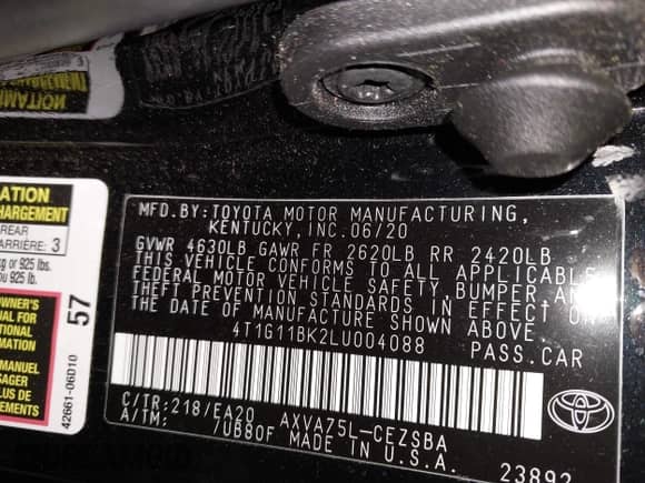 2020 Toyota Camry SE with VIN 4T1G11BK2LU004088, listed as a IAAI auction lot 42318280 with 76,053 mi miles and . Bid and sale history available at DreamBid. Image 9.