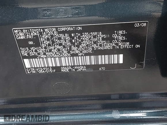 ✅ 2008 Toyota RAV4 Sport • VIN: JTMBK32V586043805 • Lot: 42062081. Listed on IAAI with 116,287 mi. Free auction sales archive from the USA and detailed vehicle history report at DreamBid. Image 9.