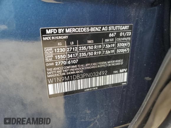 ✅ 2023 Mercedes-Benz EQB 350 • VIN: W1N9M1DB3PN032492 • Лот: 48014045. Опубликован ранее на Copart с пробегом 21 180 миль. Бесплатный доступ к архиву аукционных продаж из США и подробный отчёт об истории автомобиля на DreamBid. Изображение 14.