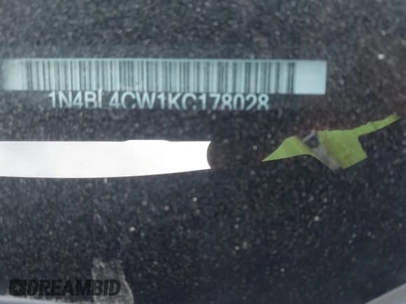 ✅ 2019 Nissan Altima SR • VIN: 1N4BL4CW1KC178028 • Lot: 42801718. Listed on IAAI with 129,940 mi. Free auction sales archive from the USA and detailed vehicle history report at DreamBid. Image 9.