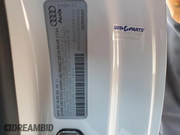 ✅ 2012 Audi S5 Premium Plus • VIN: WAUCGAFH0CN000239 • Lot: 73031974. Listed on Copart with 42,848 mi. Free auction sales archive from the USA and detailed vehicle history report at DreamBid. Image 12.