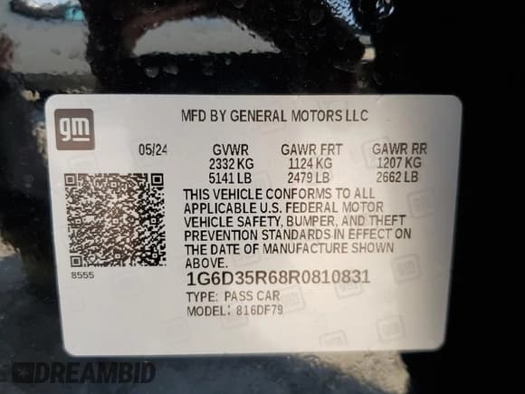 ✅ 2024 Cadillac CT5-V Blackwing • VIN: 1G6D35R68R0810831 • Lot: 80462375. Listed on Copart with 4,096 mi. Free auction sales archive from the USA and detailed vehicle history report at DreamBid. Image 13.